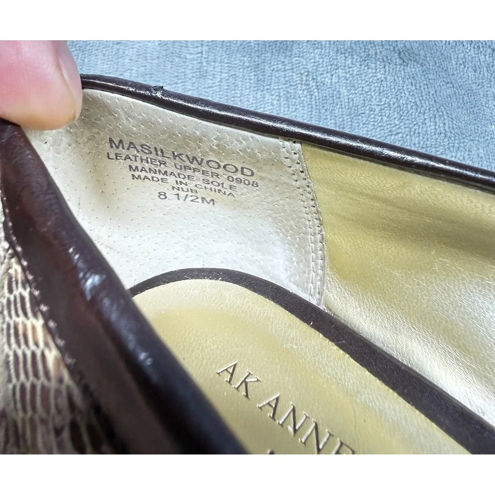 Anne Klein iFlex Loafers Womens 8.5 Brown Snake Print Penny Comfort Flats